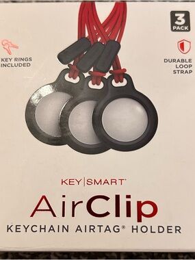 AirClip Keychain AirTag Holder - Black/Red (3 Pack)